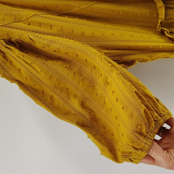 Time & Tru Yellow Gold Mustard Size Small Tiered Maxi Dress V Neck - Picture 5 of 9